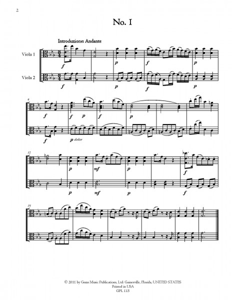 44 18th Century Italian Viola Duets Vol. 1 (#1-22)