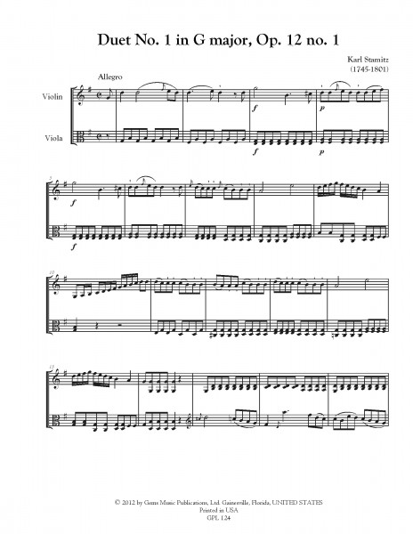3 Duets, Op. 12 no. 1-3 for Violin and Viola