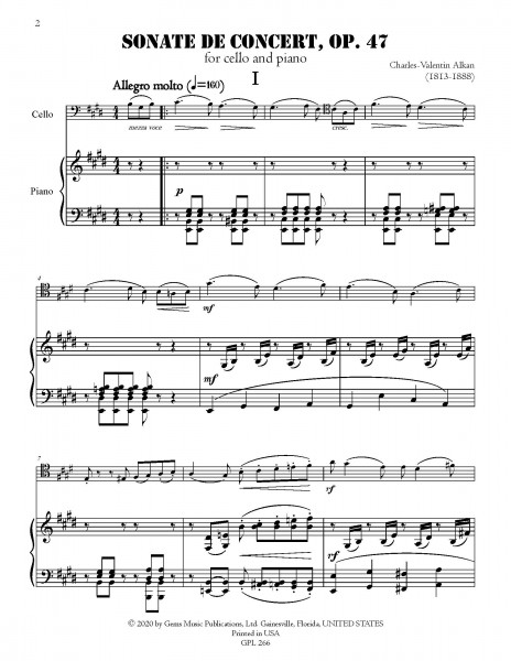 Sonate de Concert in E major, Op. 47 for cello and piano