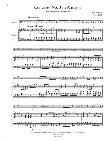 Concerto No. 3 in A major Viola and Orchestra (viola/piano reduction)