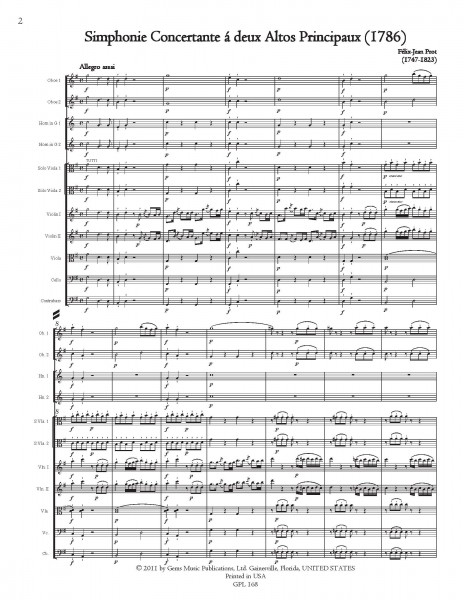 Simphonie Concertante (1786) for 2 Violas and Orchestra (score/parts)