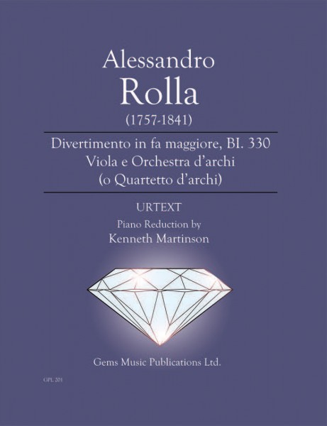 Divertimento in fa maggiore, BI. 330 Viola e Orchestra d\'archi (o Quartetto d\'archi) (viola/piano reduction)