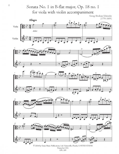 3 Sonates, Op. 18 no. 1 and 3 Duos, Op. 30 for Viola with Violin accompaniment