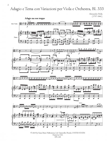 Adagio e Tema con Variazioni, BI. 333 Viola e Orchestra (viola/piano reduction)