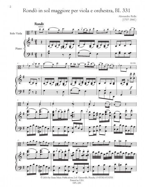 Rondo in sol maggiore, BI. 331 Viola e Orchestra (viola/piano reduction)