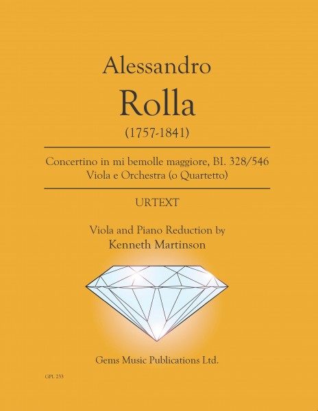 Concertino in mi bemolle maggiore, BI. 328/546 Viola e Orchestra (o Quartetto) (viola/piano reduction)