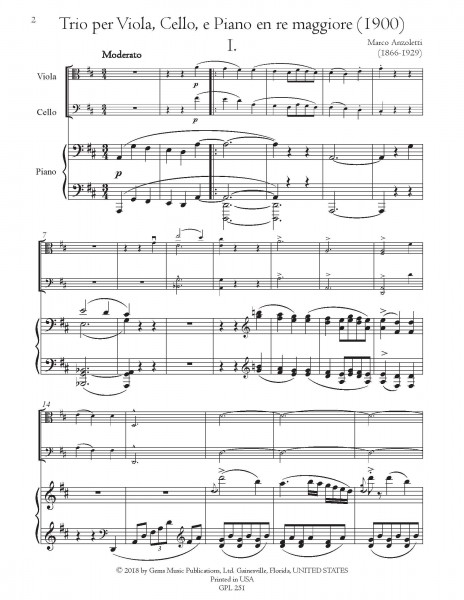 Trio in D major (1900) for viola, cello, and piano