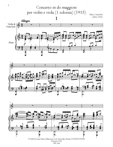 Concerto in C major for violin/viola (1 soloist) and orchestra (1915) (violin-viola/piano reduction)