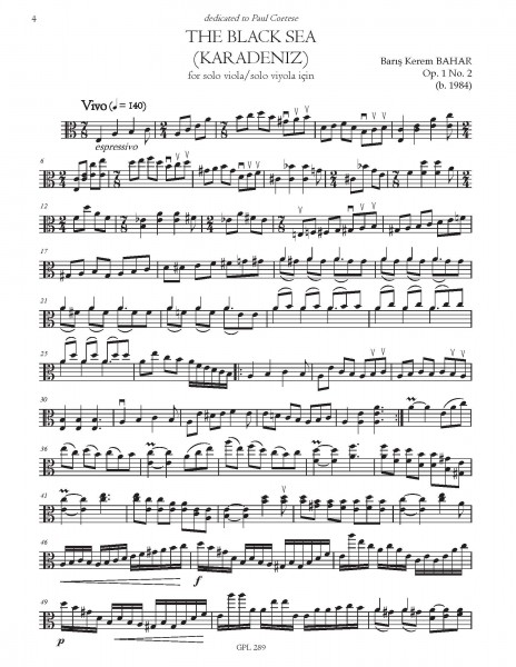 Tomris and The Black Sea for viola solo, Op. 1