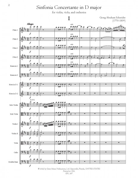 Sinfonia Concertante in D major for violin, viola, and orchestra [score and parts]
