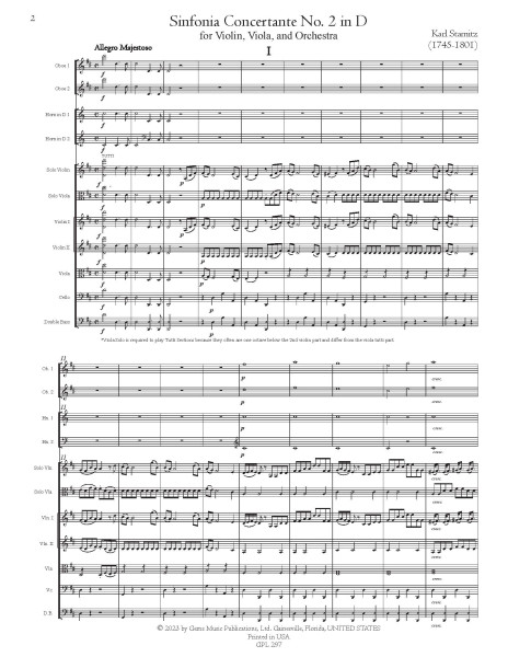 Sinfonie Concertante No. 2 in D major for Violin, Viola, and Orchestra (score and parts)