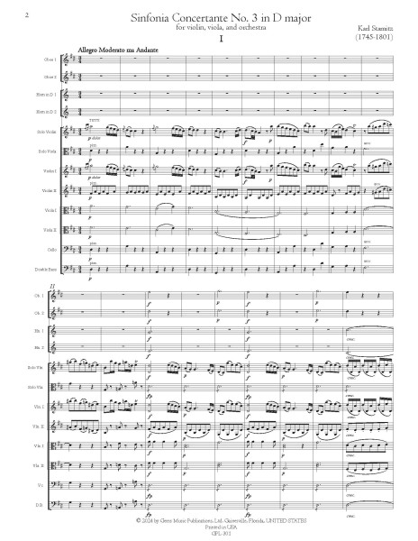 Sinfonie Concertante No. 3 in D major for violin, viola, and orchestra (score and parts)