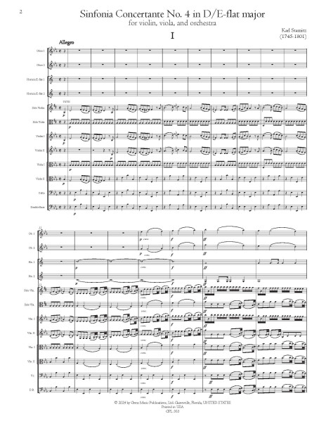 Sinfonia Concertante No. 4 in D major for violin, viola, and orchestra (score and parts)